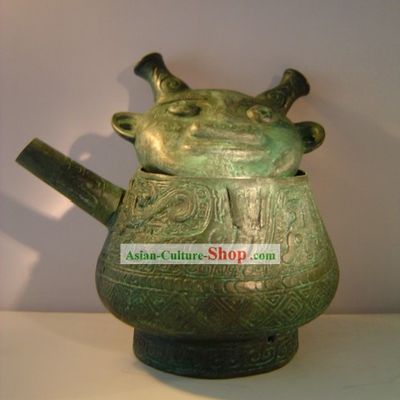 China Classic Archaize Bronze Ware-Man Face Kettle