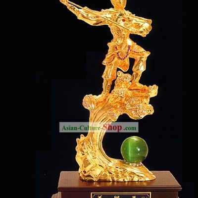 Chinese Classic Gold Beauty Monkey King Statue
