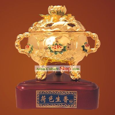 China Classic Gold Lotus Incense Burner