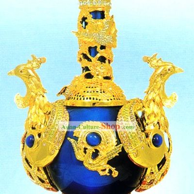 Chinese Stunning Gold Phoenix Vase