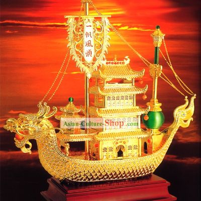 Chinese Stunning Gold Plain Sailing Gold Boat