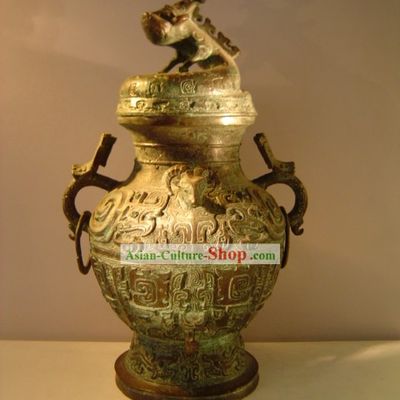 Chinese Classic Archaize Bronze Ware-Palace Pot of Dragon