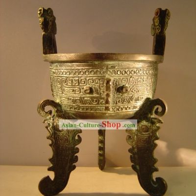 Chinese Classic Archaize Bronze Ware-Tiger Feet Shape Ancient Cooking Vessel