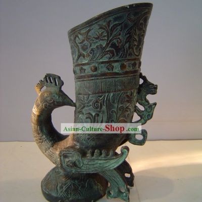 Chinese Classic Archaize Bronze Ware-Ancient Palace Peacock Cup