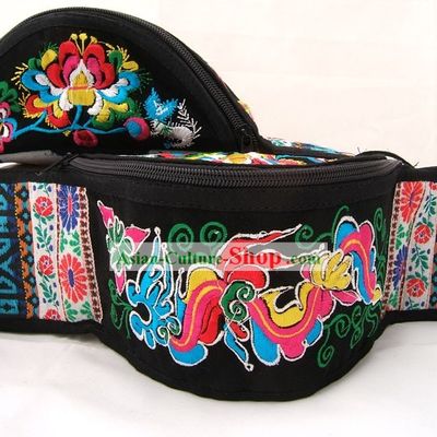 Chinese Classic Hand Made Embroidery Waist Pack-Flower Times