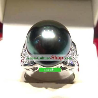 Fantastic Natural Peacock Green Pearl Ring