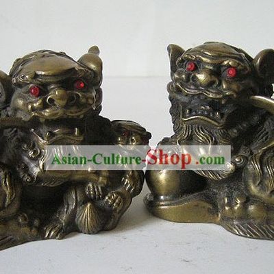 Chinese Classic Bronze Palace Lion Pair