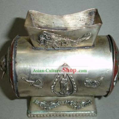 Chinese Ancient Dragon Style Silver Censor