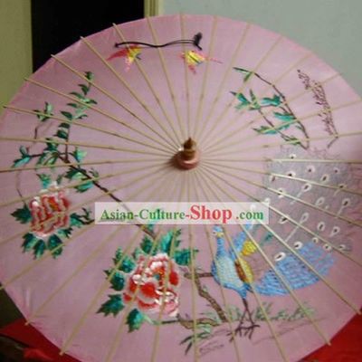 Hangzhou Classic Hand Embroidered Peacock Silk Umbrella