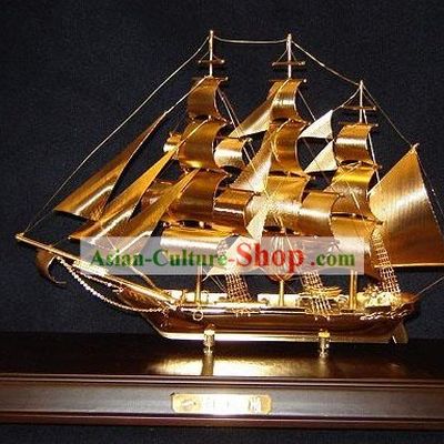 24K Gild Ancient Sailing Boat Business Affairs Gift