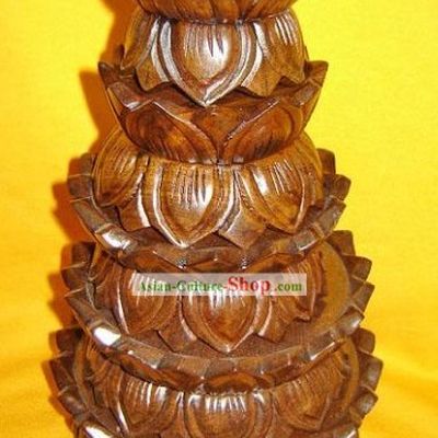 Chinese Hand Carved Delicate Lotus Flower Base 5 Pieces Sets