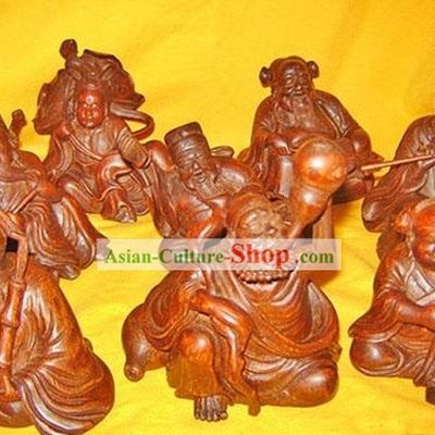Chinese Classic Hand Carved Eight Immortals in the Legend Statues