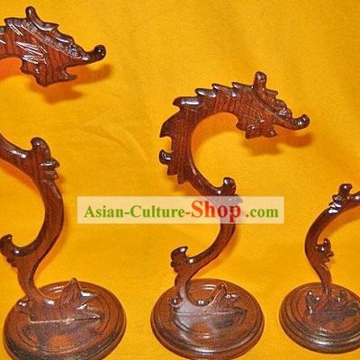 Chinese Palace Hand Carved Dragon Penholder(Three Pieces Set)