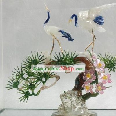Chinese Classic Coloured Glaze Works-Pine Tree and Cranes
