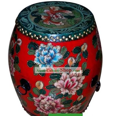Chinese Coloured Drawing Riches and Honours Peony Tang Gu(Drum)