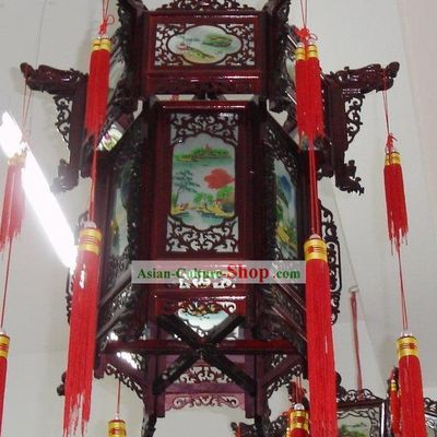 Chinese Hand Made and Painted Oil Painting Palace Lantern-Landscape