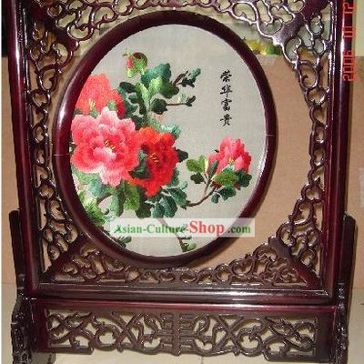 Chinese Classic Double-Sided Embroidery Handicraft-Blossoming Riches and Honour