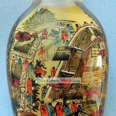 Chinese Classical Snuff Bottle With Inside Painting-Qing Ming Shang He Tu