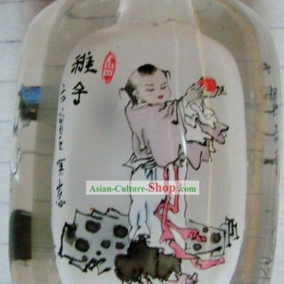 Chinese Classical Snuff Bottle With Inside Painting-Ancient Kid