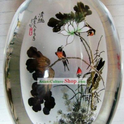 Chinese Classical Snuff Bottle With Inside Painting-Birds on Flowers 1
