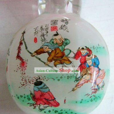 Chinese Classical Snuff Bottle With Inside Painting-Playing Fireworks