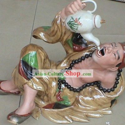 Chinese Stunning Ceramics Statue Collectible-Drunk Ji Gong