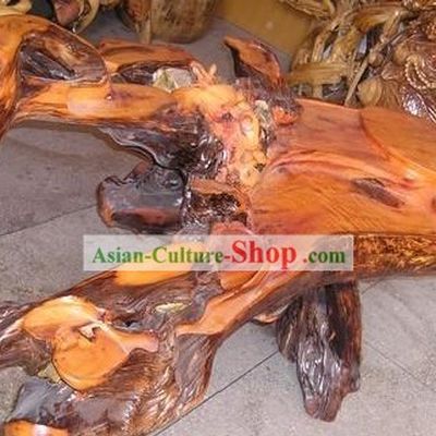 Chinese Stunning Hand Carved Tree Root Tea Table