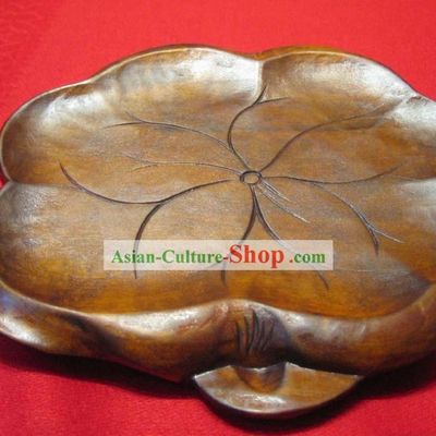 Chinese Hand Made and Carved Wooden Lotus Teapot Mat