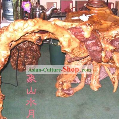 Chinese Stunning Hand Carved Tree Root Tea Table-Moon River