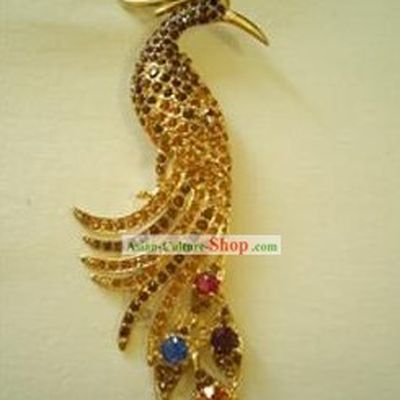 Chinese Stunning Golden Phoenix Brooch