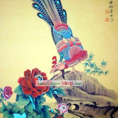 Chinese Traditional Painting with Meticulous Detail-Phoenix Landed