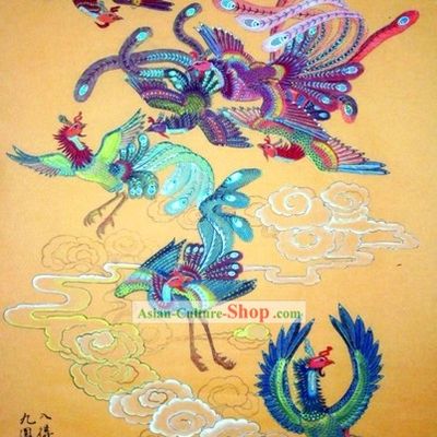 Chinese Traditional Painting with Meticulous Detail Painting-Lucky Ancient Birds