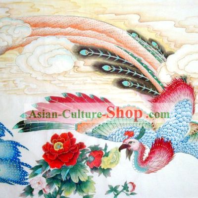 Chinese Traditional Painting with Meticulous Detail Painting-Prosperous Peony and Phoenix