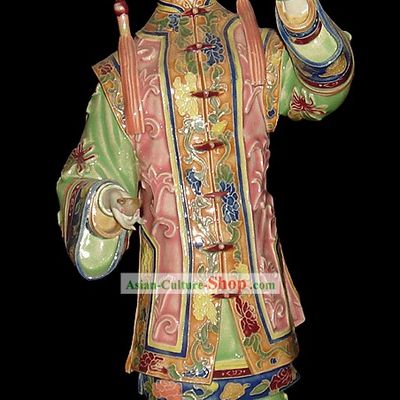 Chinese Stunning Porcelain Collectibles-Ancient Maiden with Bird