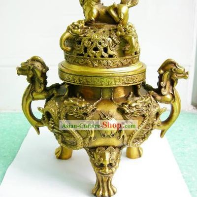Chinese Classical Brass Collectibles-Dragon Censer