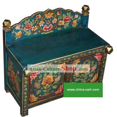 Chinese Blue Hand Painted Flowery Cabinet
