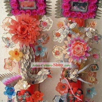 100 Percent Hand Made Chinese Classic Palace Dragon and Phoenix Candle Flowr