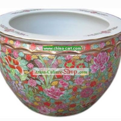 Chinese Stunning Palace Colourful Fish Urn