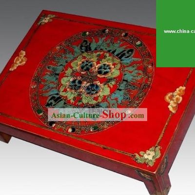 Chinese Lucky Red Coloured Drawing Desk