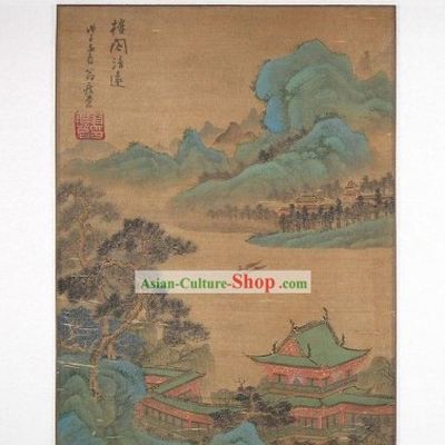 Traditional Chinese Painting by En Shoucang-Pavilion View
