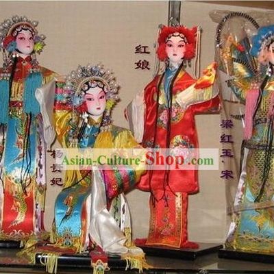 Chinese Classic Silk Figurines Statues Opera Beauties Collection 24 Pieces Set