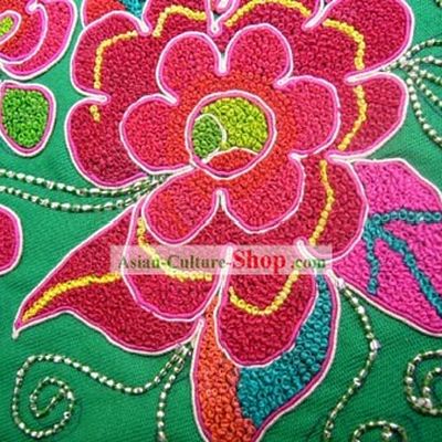 Chinese Delicate Hand Embroidered Long and Wide Lotus Belt for Woman