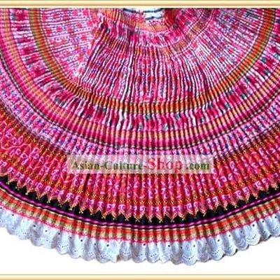 Chinese Stunning Hand Embroidered Rosy Pleat Skirt for Woman