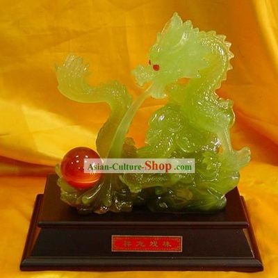 Chinese Stunning Jade Collection-Dragon Emperor Playing Ball