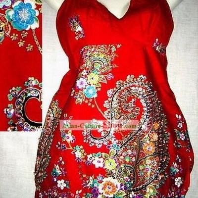 Indian Super Beautiful Lucky Red Hand Embroidered Long Skirt