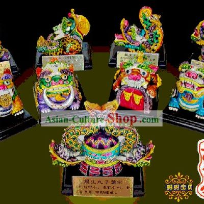 Chinese Classical Cochin Ceramics Statues-Nine Sons of the Dragon