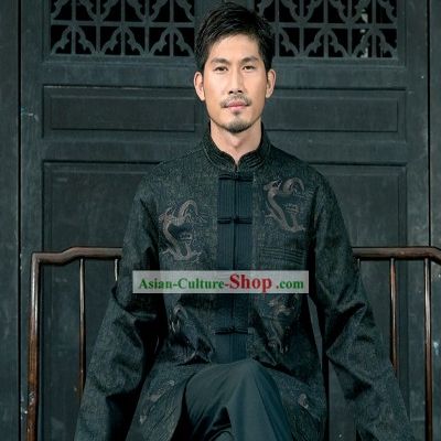 Chinese Classical Traditional Mandarin Blouse for Man-Brave Dragon