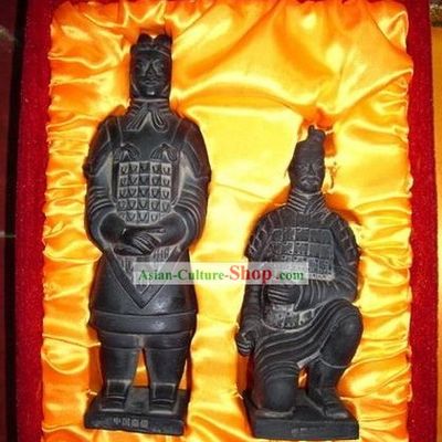 Chinese Terra Cotta Warriors Statue Artwork Set(two pieces)