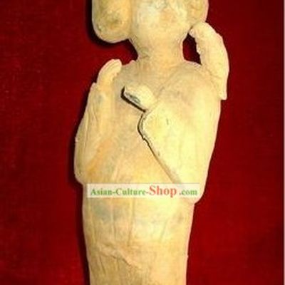 Chinese Tan San Cai Tri-color Lady with Bird