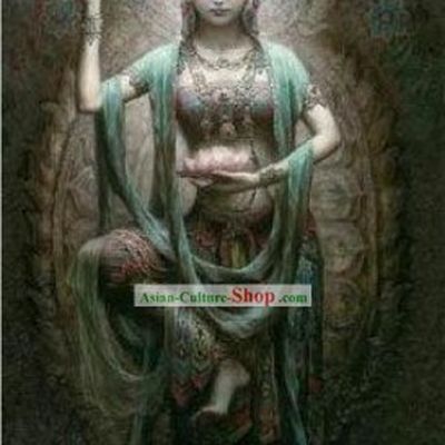 Rare Dunhuang Chinese Handicraft Embroidery Fresco-Ancient Dancing Artist